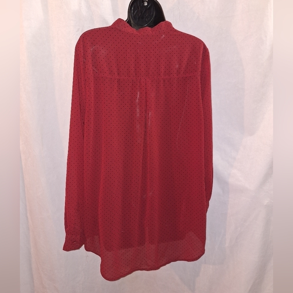 Red Notched Collar Blouse - Picture 6 of 8
